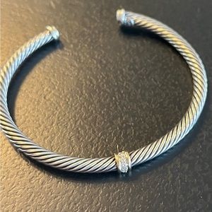 Authentic David Yurman 5mm diamond center cuff bracelet.